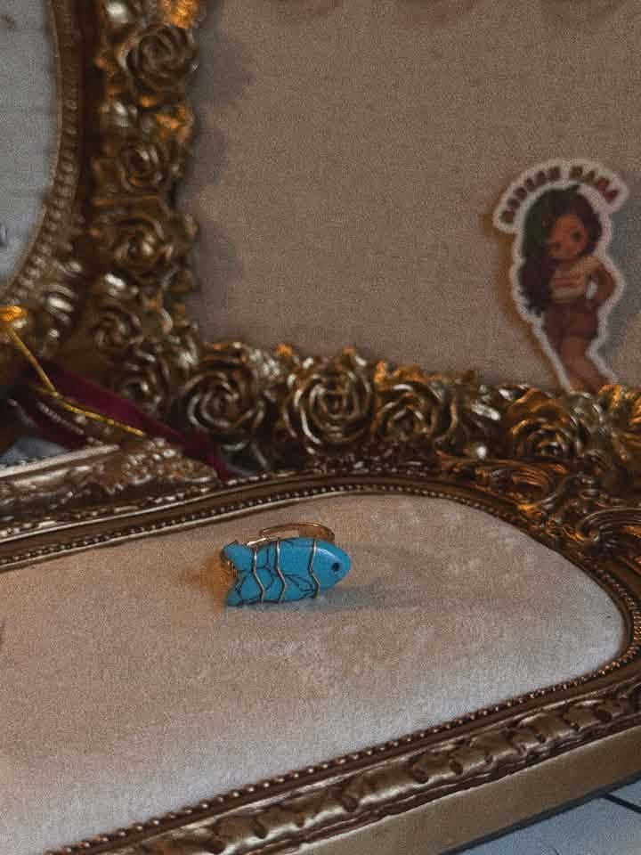 Blue Turquoise Fish Ring